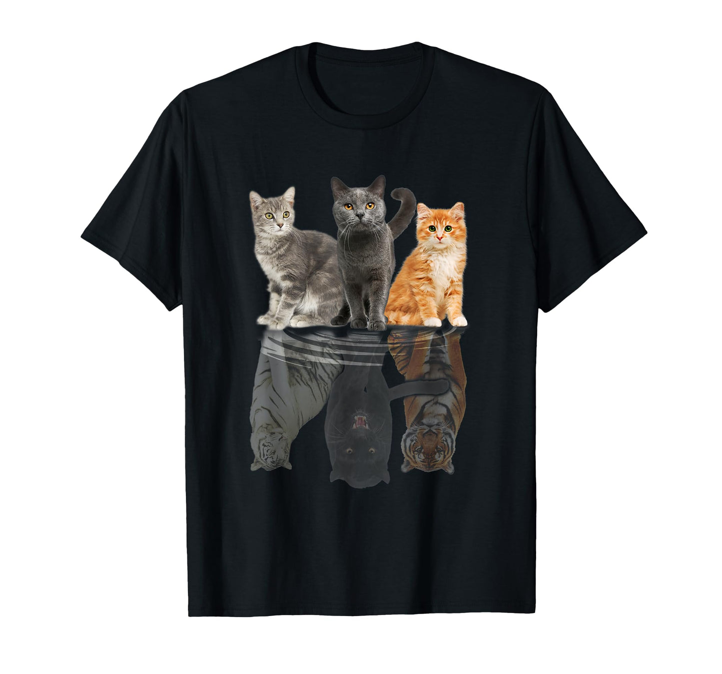 Cats Reflection Mirror Puma Cheetah Tiger Funny Cat Lover Men Women Kids T-Shirt