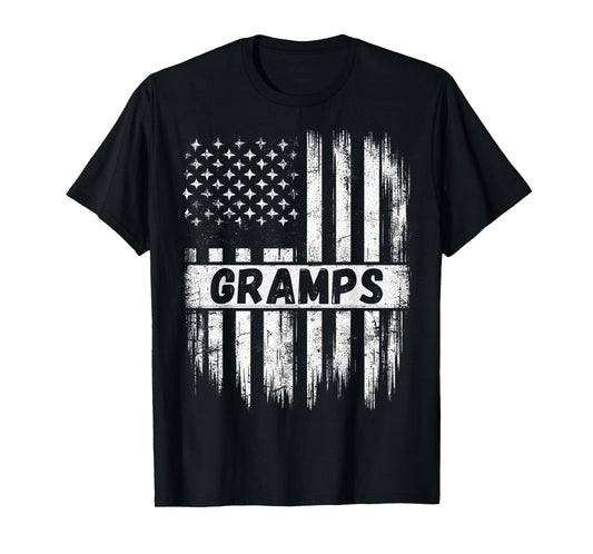 Mens Patriotic Distressed American Flag Men's Proud GRAMPS T-Shirt