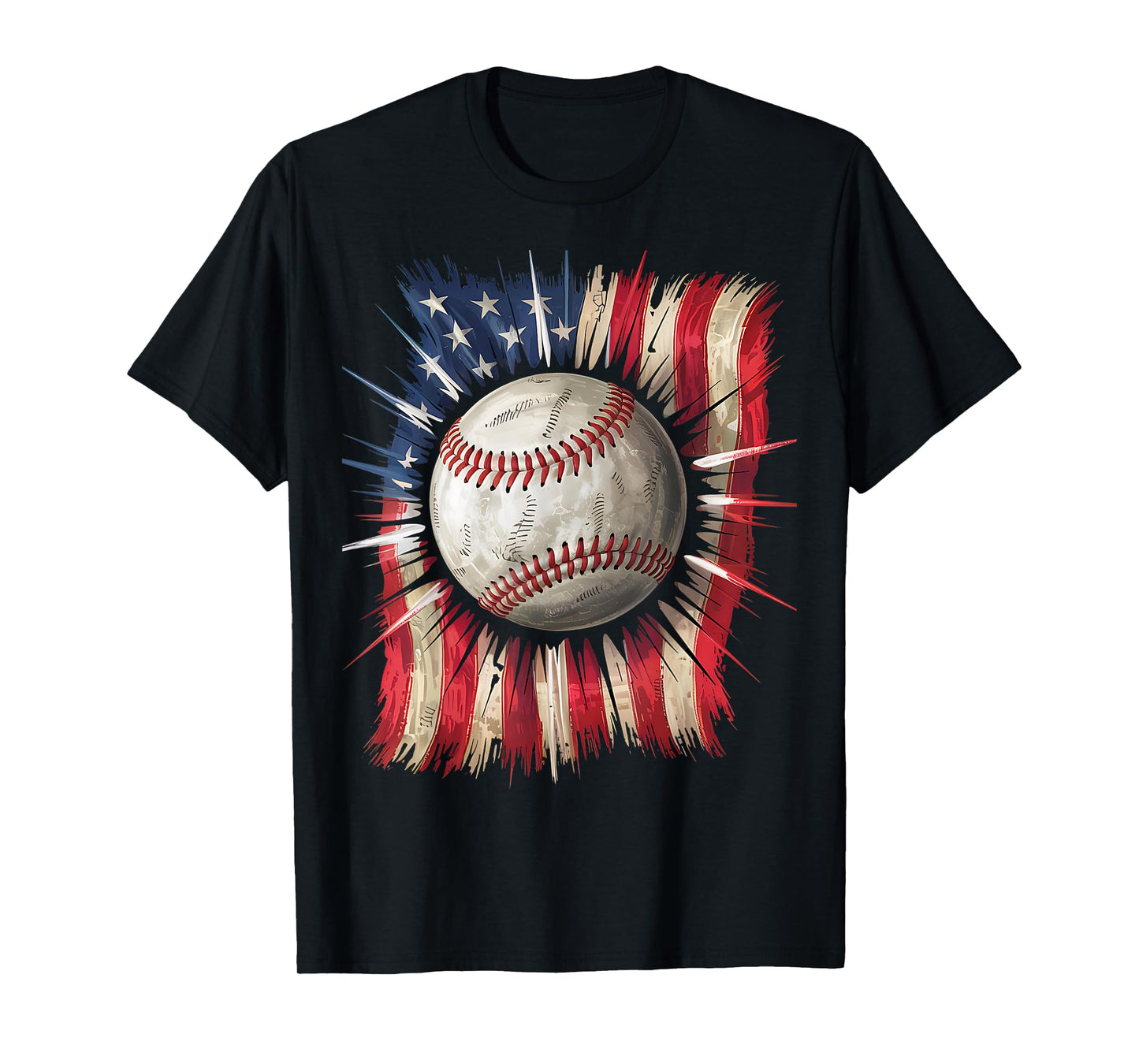 Patriotic Baseball Dripping Flag 4th of July Baseball Fans T-Shirt