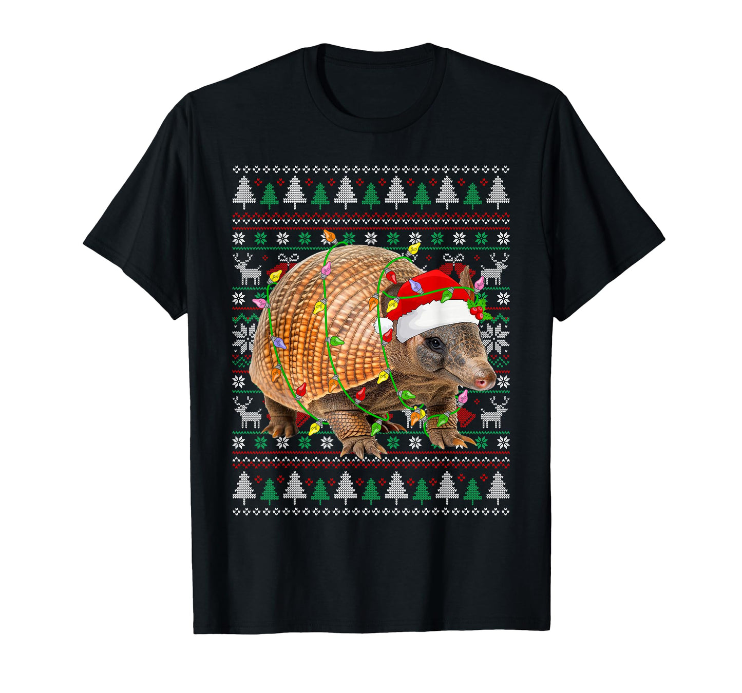 Armadillo Christmas Sweater Santa Hat Ugly Xmas Pajama T-Shirt