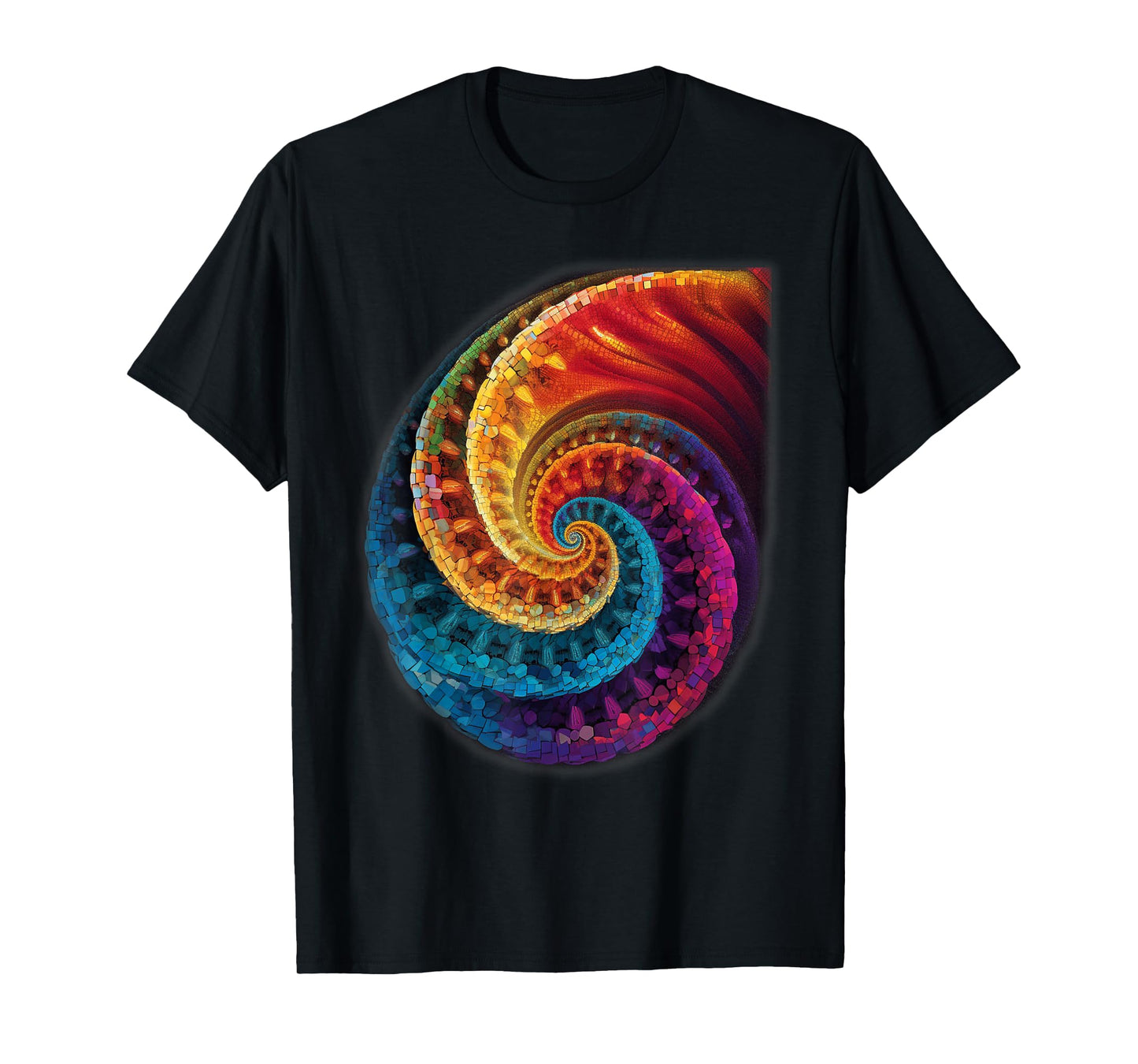 Colorful Fibonacci Spiral Psychedelic Colors Abstract Math T-Shirt