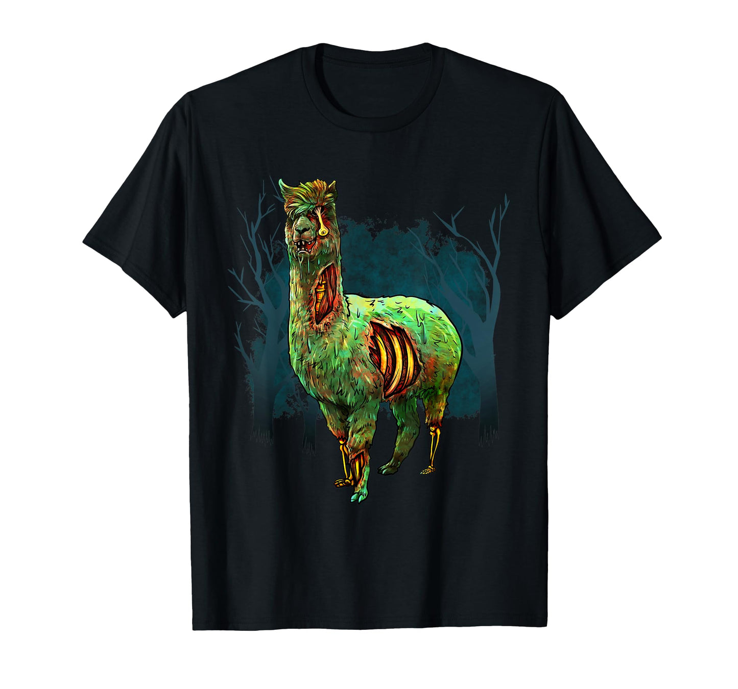 Halloween Llama Zombie Scary Spooky Drawing Graphic Gift T-Shirt