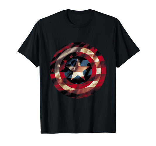 Kids Marvel Captain America Shield Flag Kids Graphic T-Shirt T-Shirt