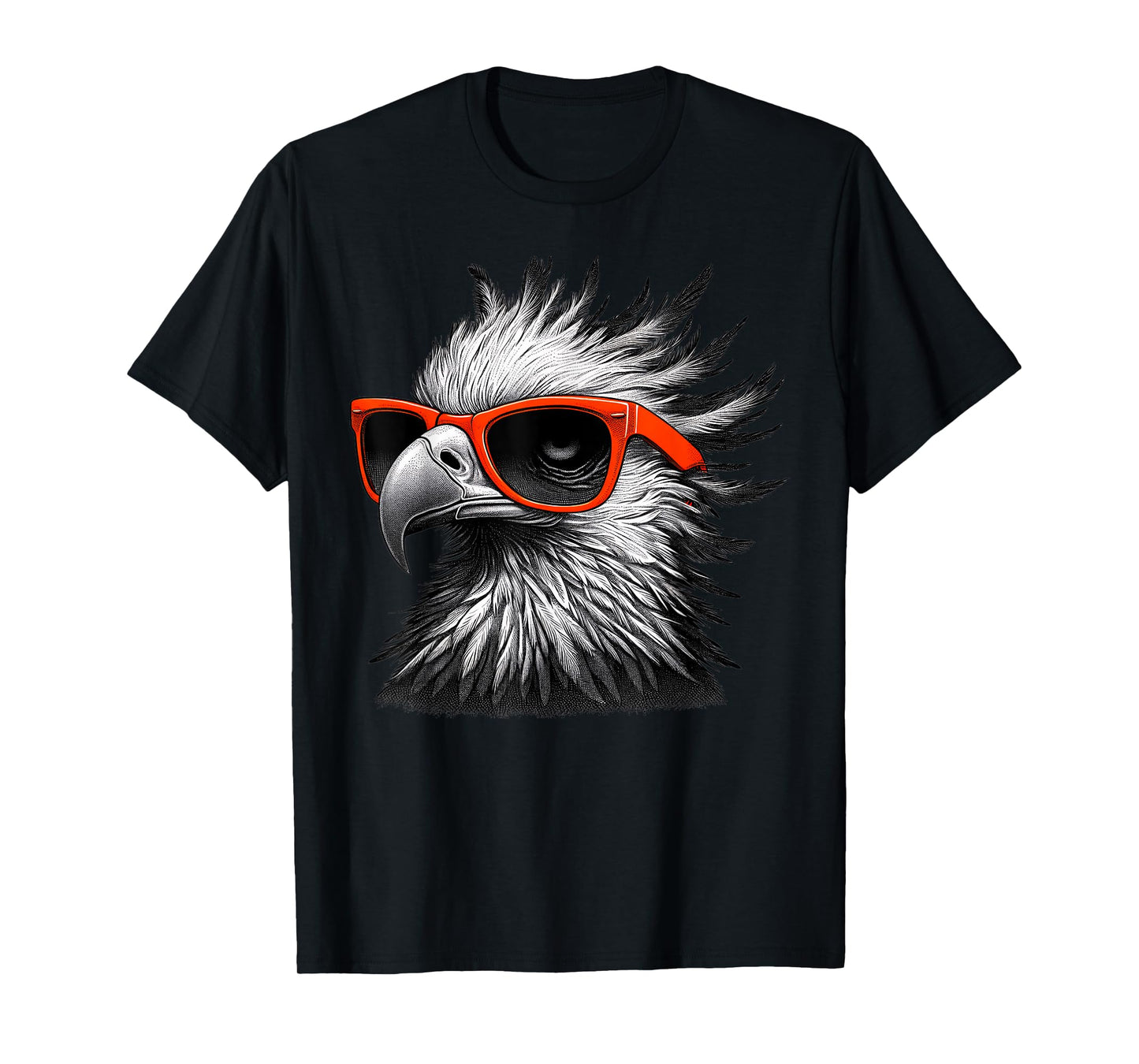Cool Secretary Bird Wearing Sunglasses Graphic Art T-Shirt