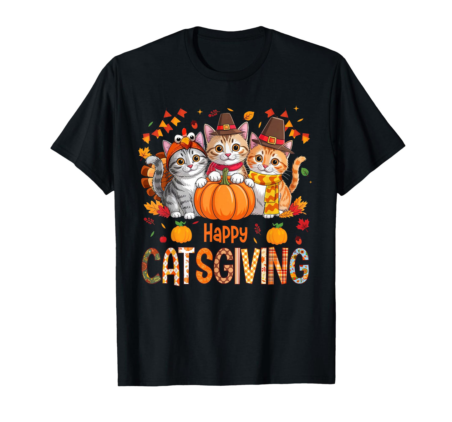 Happy Catsgiving Thanksgiving Kitten Cat Lover Fall Autumn T-Shirt