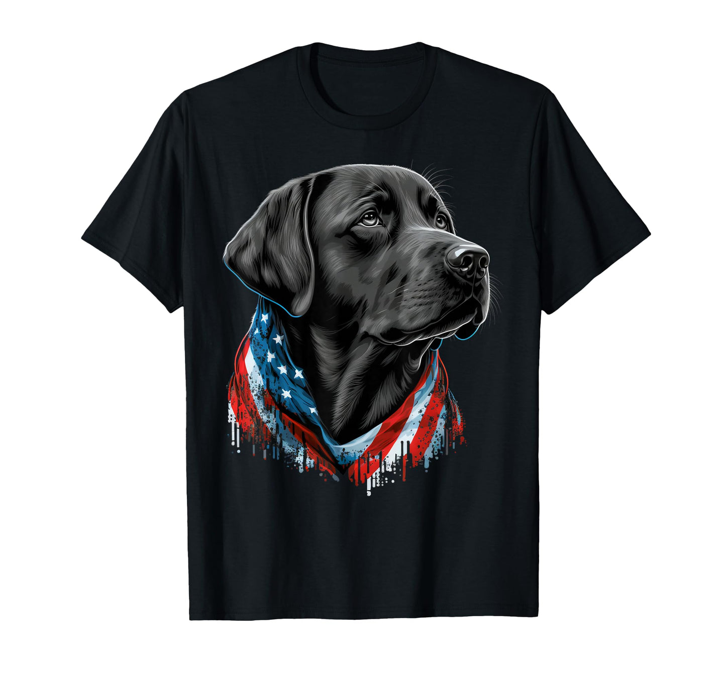 USA 4th of July Black Patriotic American Labrador Retriever T-Shirt