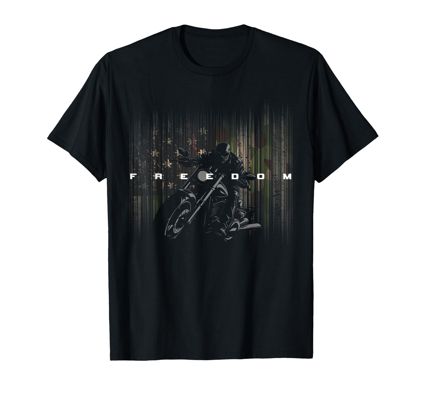 American Flag Camouflage Motorcycle T-Shirt
