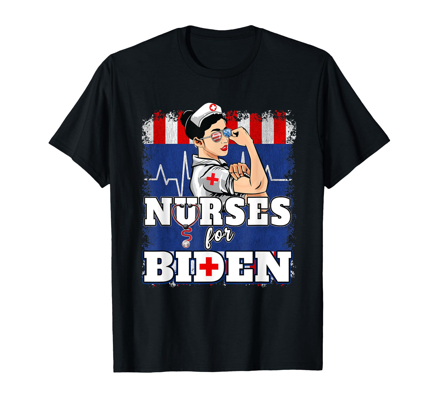 Nurses For Biden US Flag Vote Democrat Healthcare Nurses T-Shirt