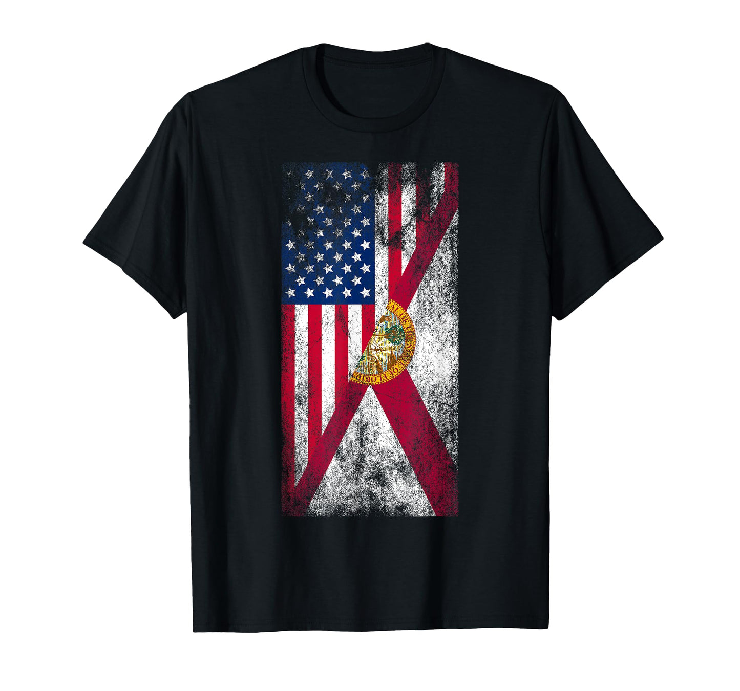 Irreverent Tees USA Florida Flags - United States of America, Floridian T-Shirt, Black