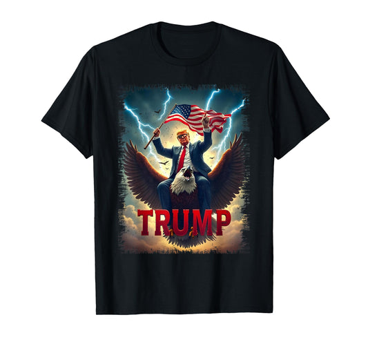 Vintage President Trump Riding an Eagle. Patriotic Political T-Shirt