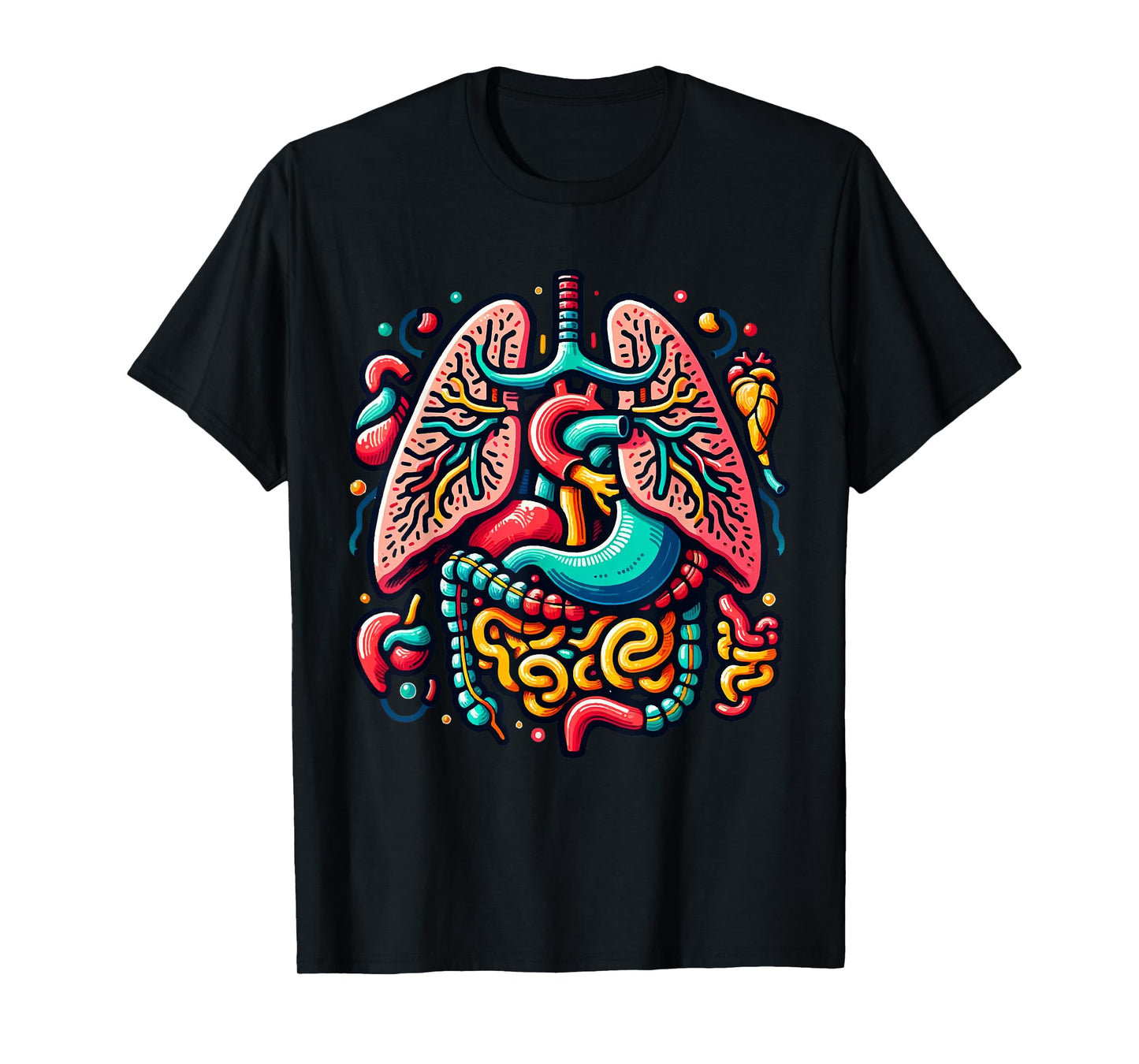 Colorful Human Body Anatomy Illustrated Internal Organs Art T-Shirt