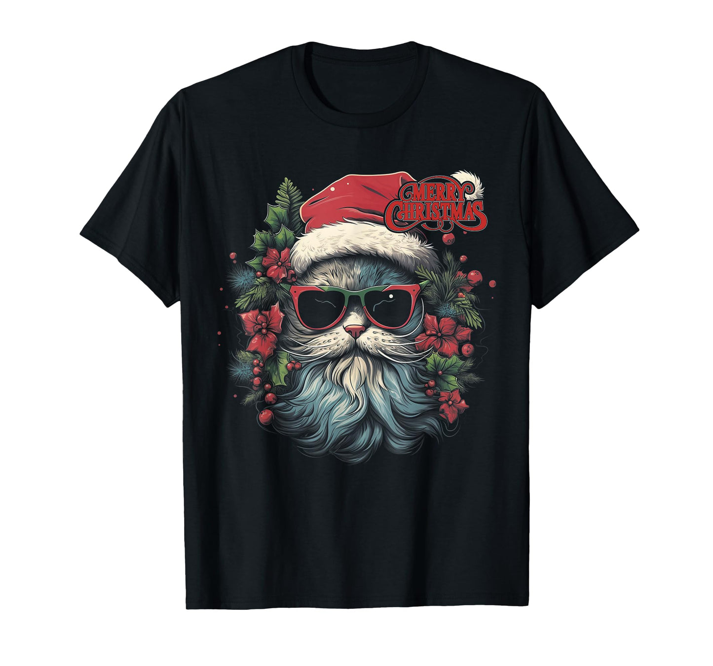 Cat - Christmas Funny Santa Holiday Men Women T-Shirt