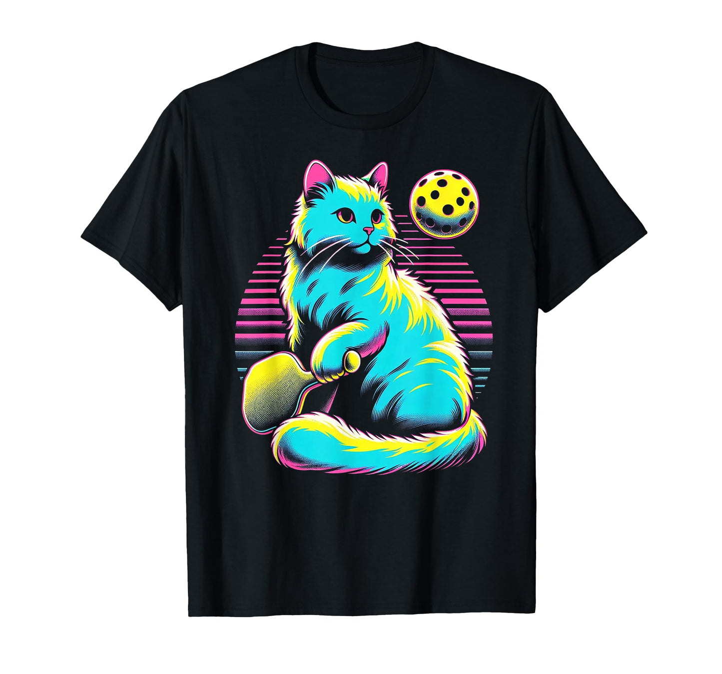 Retro Pickleball Cat Lover - Paddle Sport Feline Kitten T-Shirt
