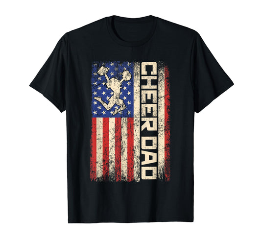 Cheerleader Dad Funny Cheer Dad American US Flag Father Team T-Shirt
