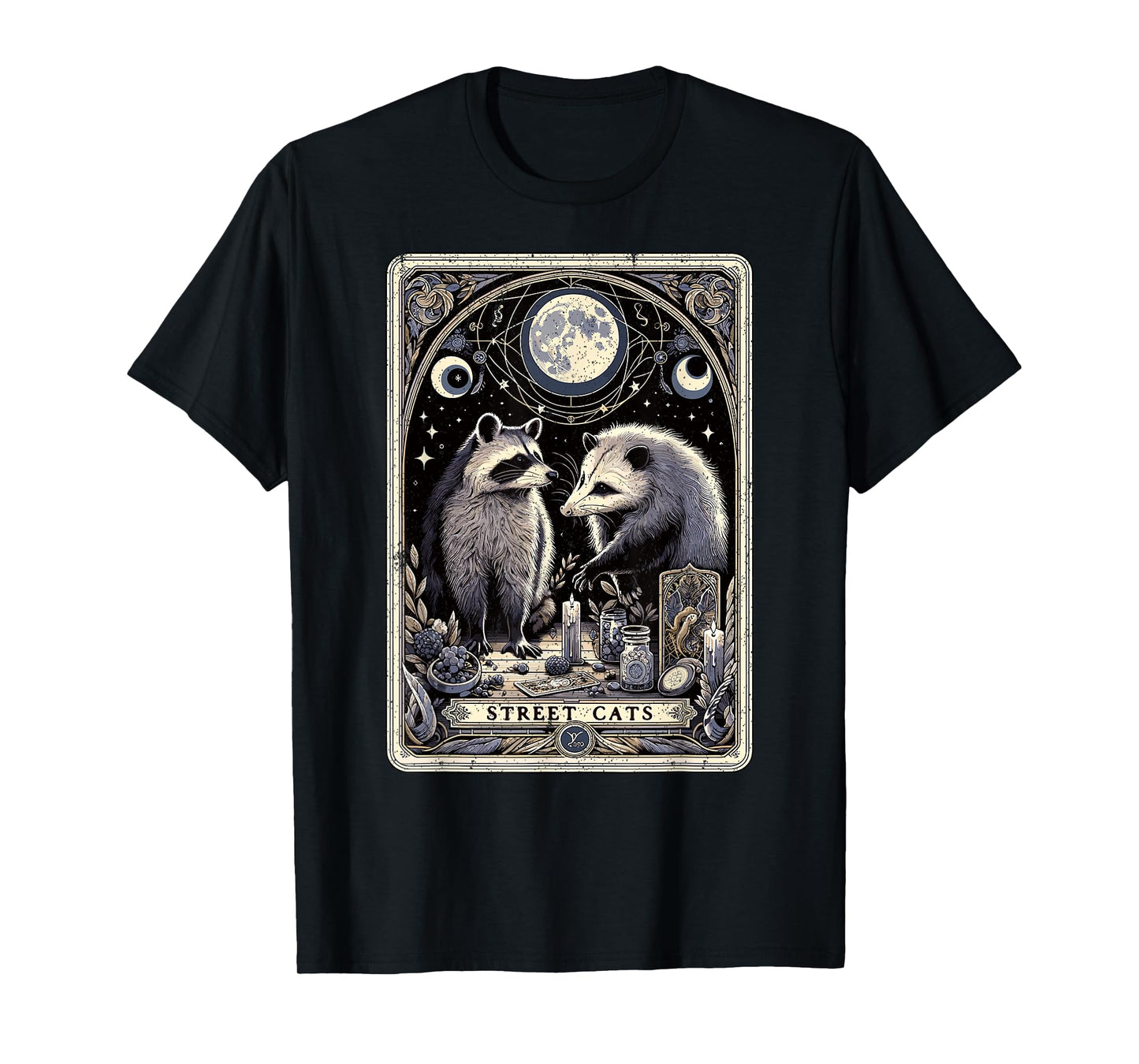 Raccoon Opossum Street Cats Tarot Card Witchcraft Possum T-Shirt