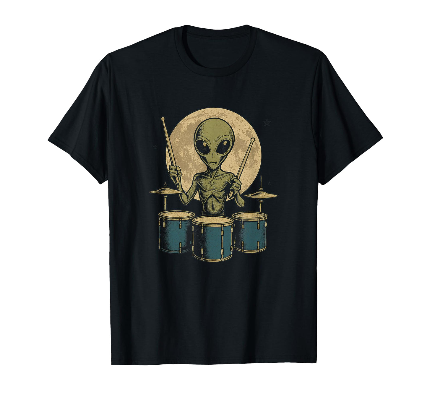 Funner Drummer Tee Alien Playing Drums Rock Music Fan T-Shirt