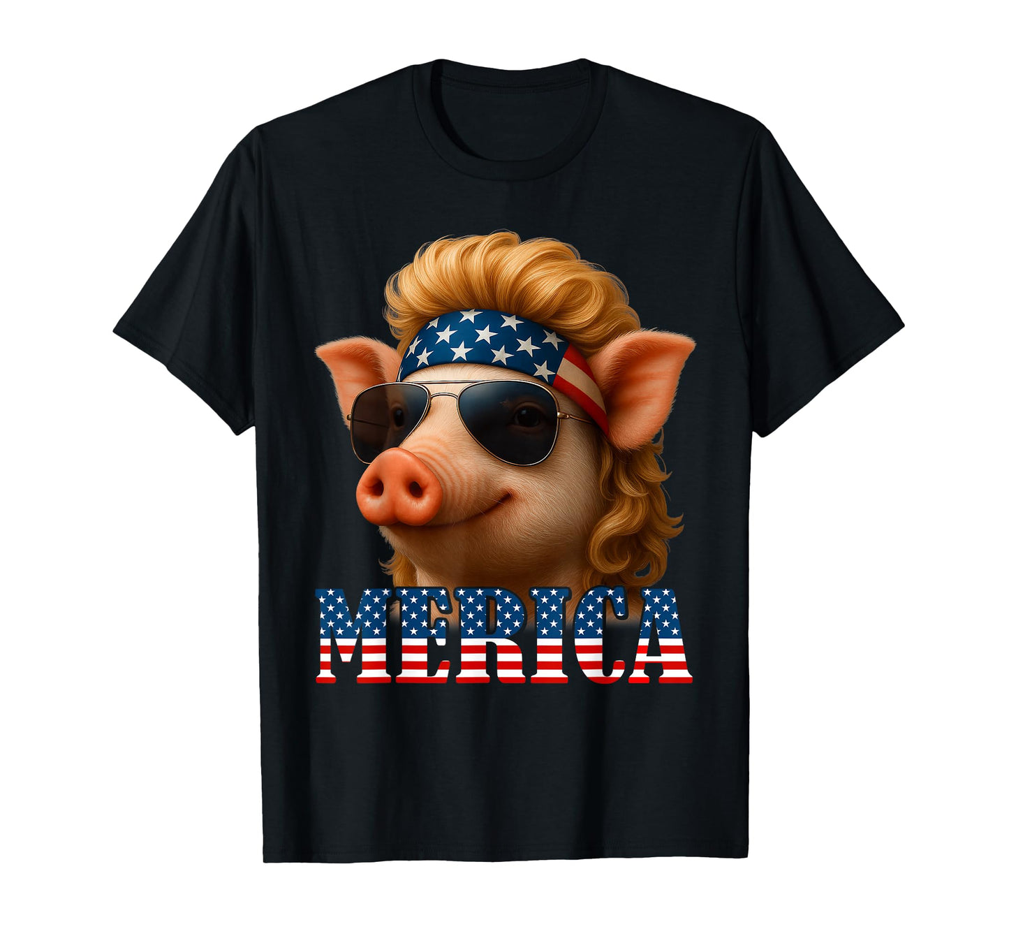 Funny Pig American Flag Farmer Independence Day 4th Of July T-Shirt