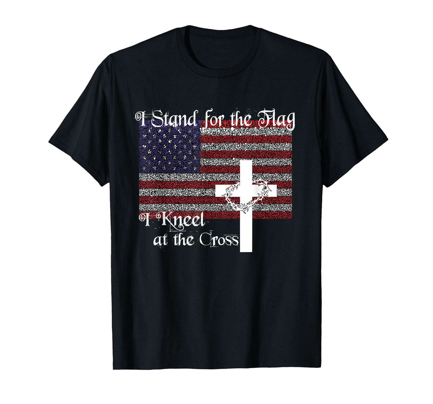 Stand for the Flag, I Kneel at the Cross Patriotic Christian T-Shirt