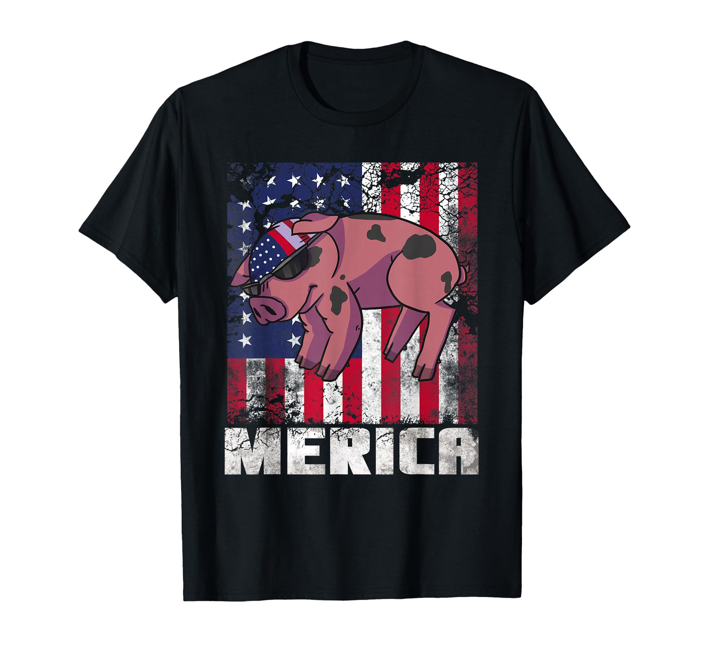 Merica Pig USA American Flag 4th of July Patriotic Gift T-Shirt