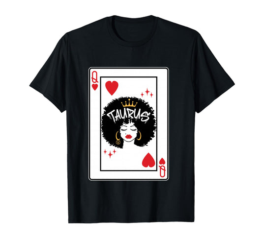 Taurus Astrology Black Queen Hearts Blackjack Cards Poker Long Sleeve T-Shirt