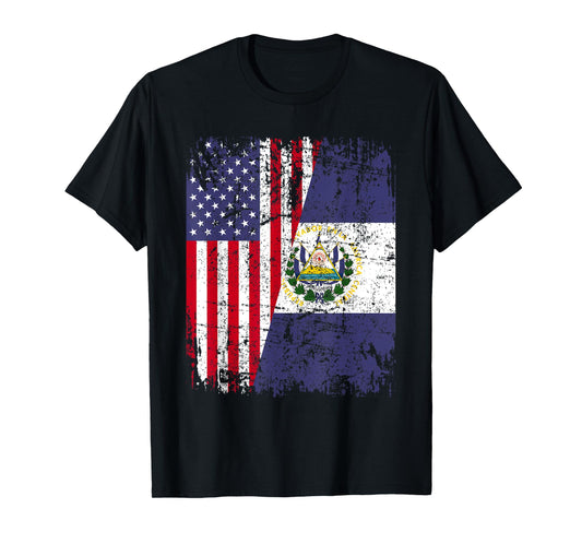 SALVADORAN ROOTS | Half American Flag | EL SALVADOR Women Kids Men T-Shirt