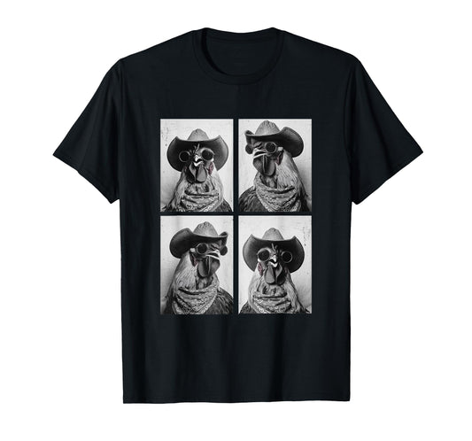 Cowboy Roosters with Sunglasses Animal Photo Booth Western T-Shirt