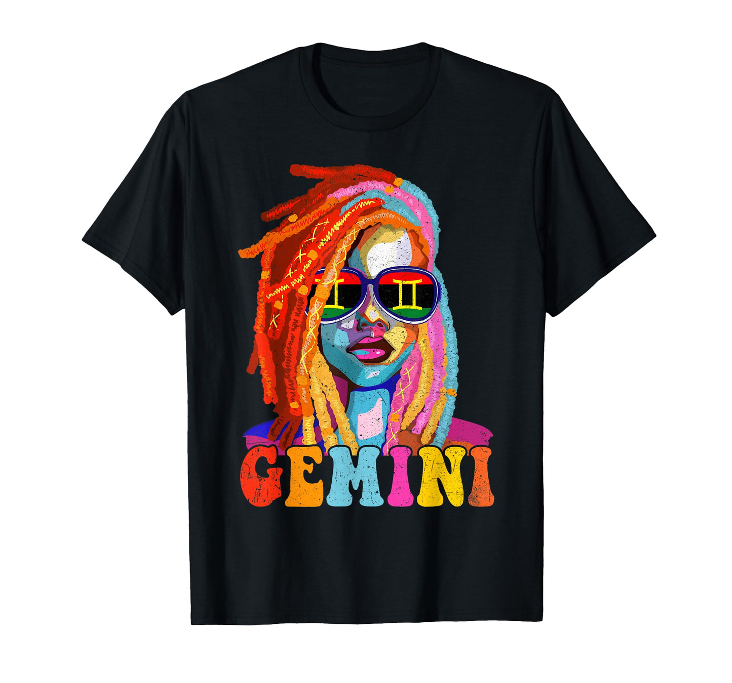 Gemini Queen African American Loc'd Women Zodiac Sign T-Shirt