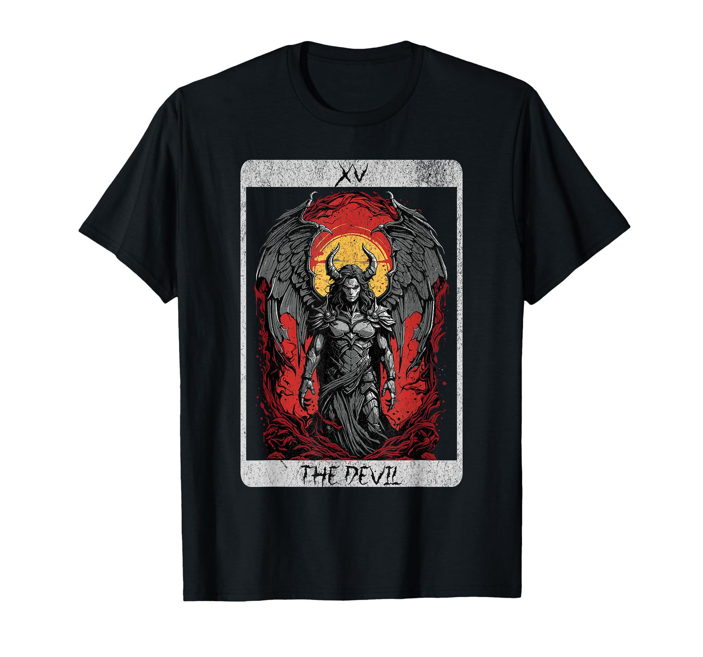 Vintage The Devil Tarot Card Occult Satan Unholy Horror Men T-Shirt