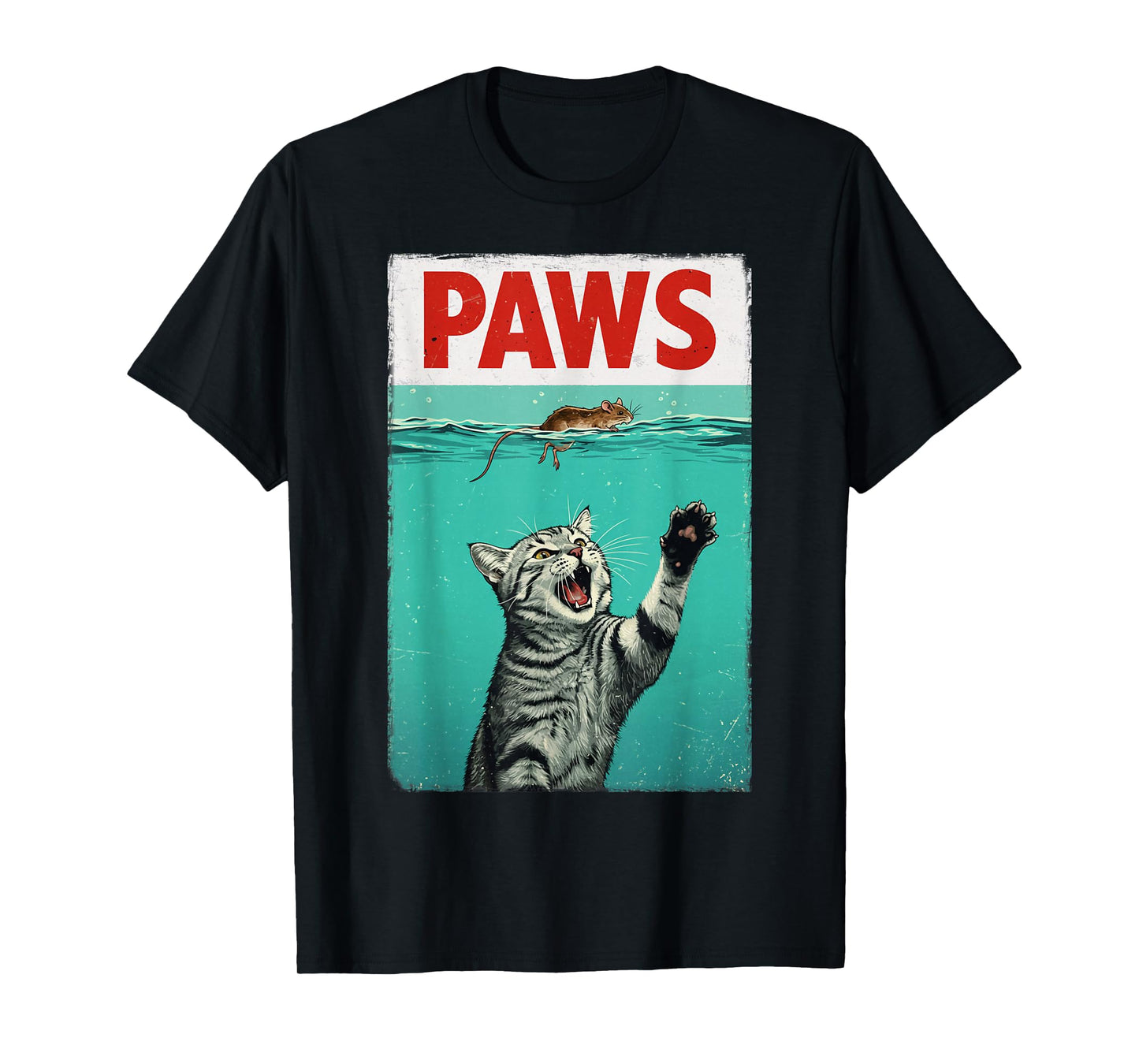 Paws Parody Cat Lover Chasing a Cute Mouse Funny Kitten T-Shirt