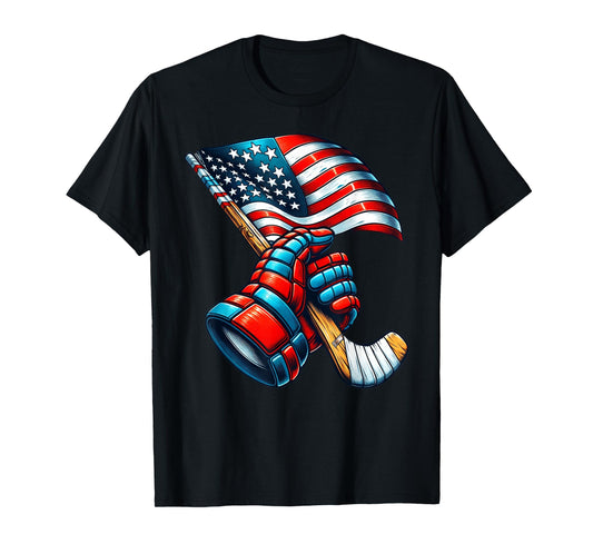 Patriotic Ice Hockey 4th of July USA Independence Day T-Shirt