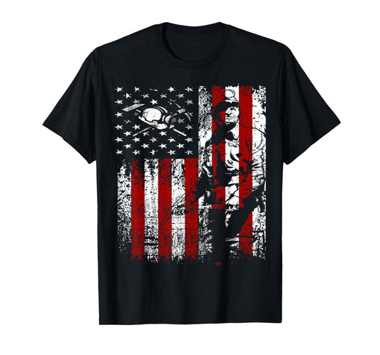 Retro Patriotic Miner's Flag Hard Hat Pick T Shirt T-Shirt