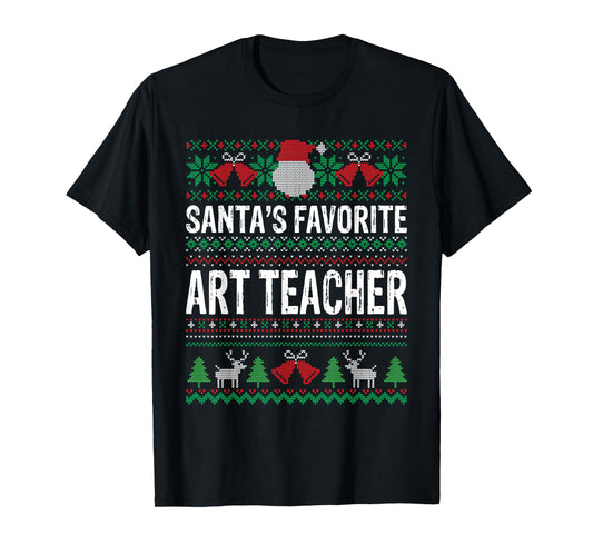 Art Teacher Christmas T-Shirt - Santa's Favorite Art Teacher T-Shirt