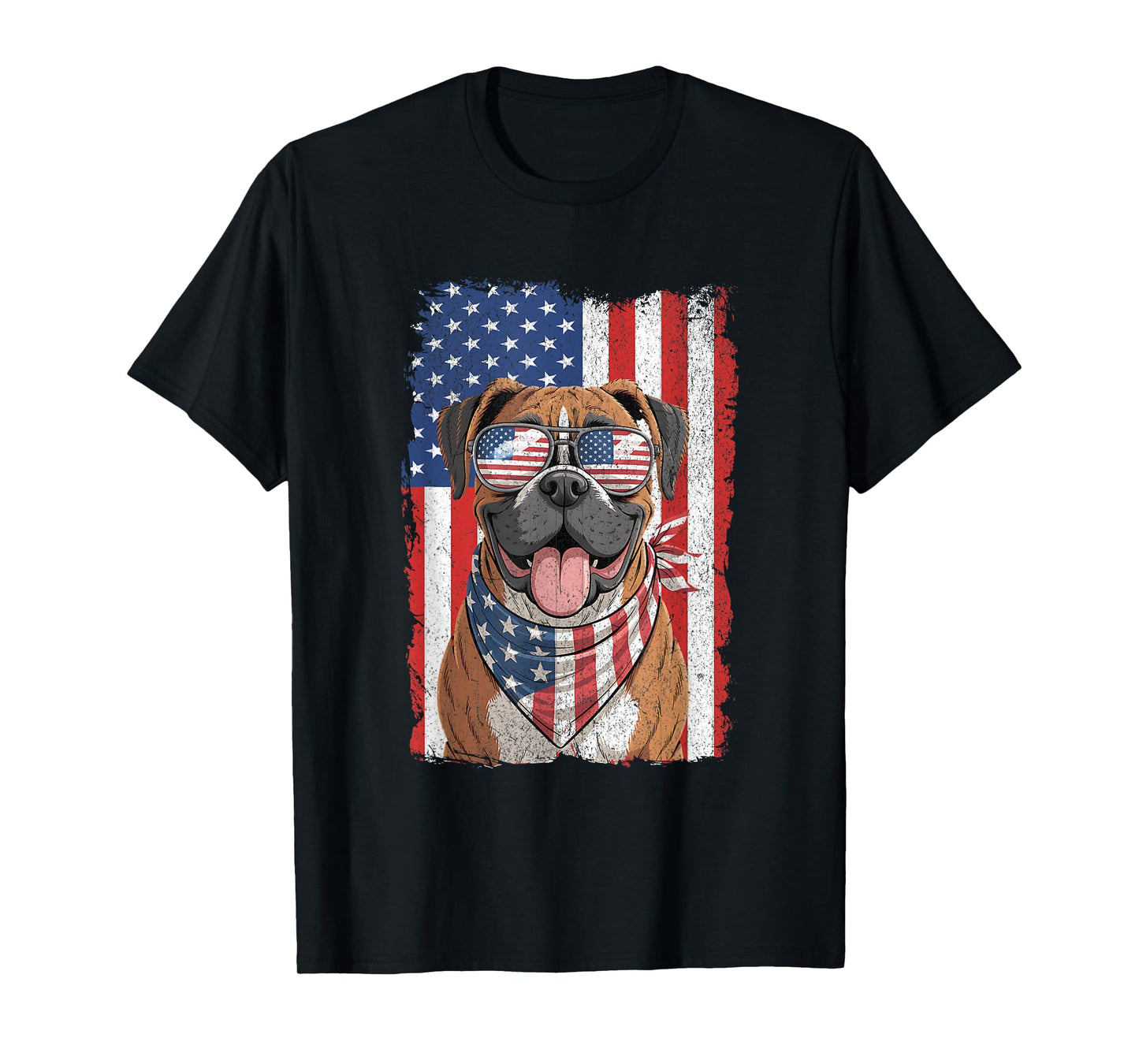 Boxer Dog 4th of July Dog Patriotic USA Flag Man Woman T-Shirt