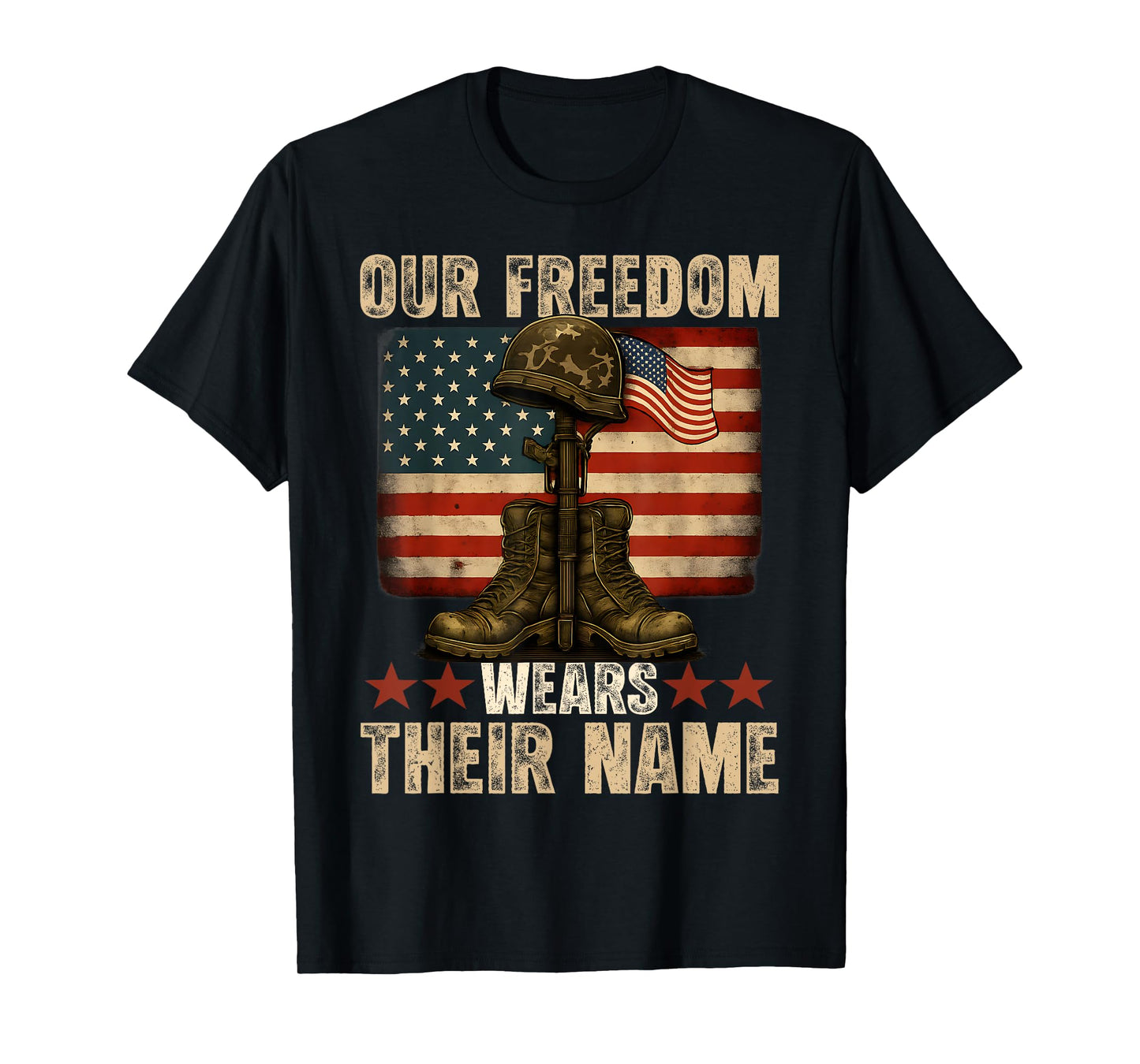Fallen Soldier USA Flag Memorial Day Patriotic Veterans Day T-Shirt