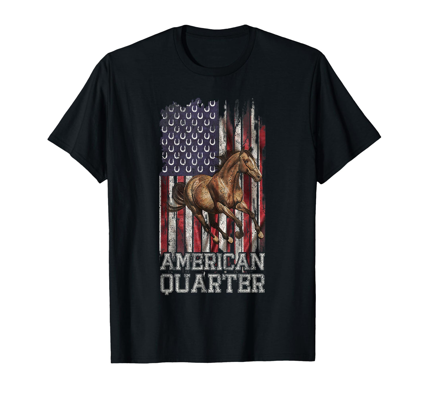 USA Flag American Quarter Horse Lover, Horseback Riding T-Shirt