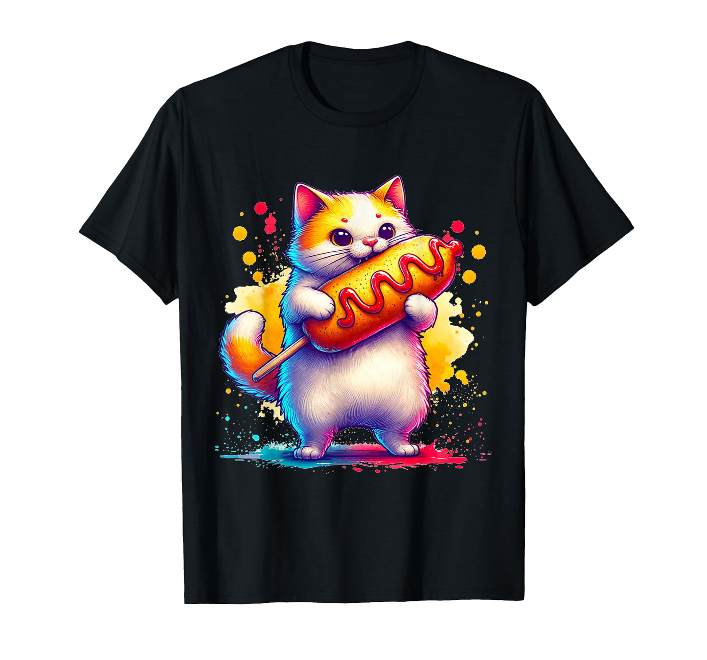 Cute Cat Eating Corndog. Funny Cats And Corndogs Lover T-Shirt