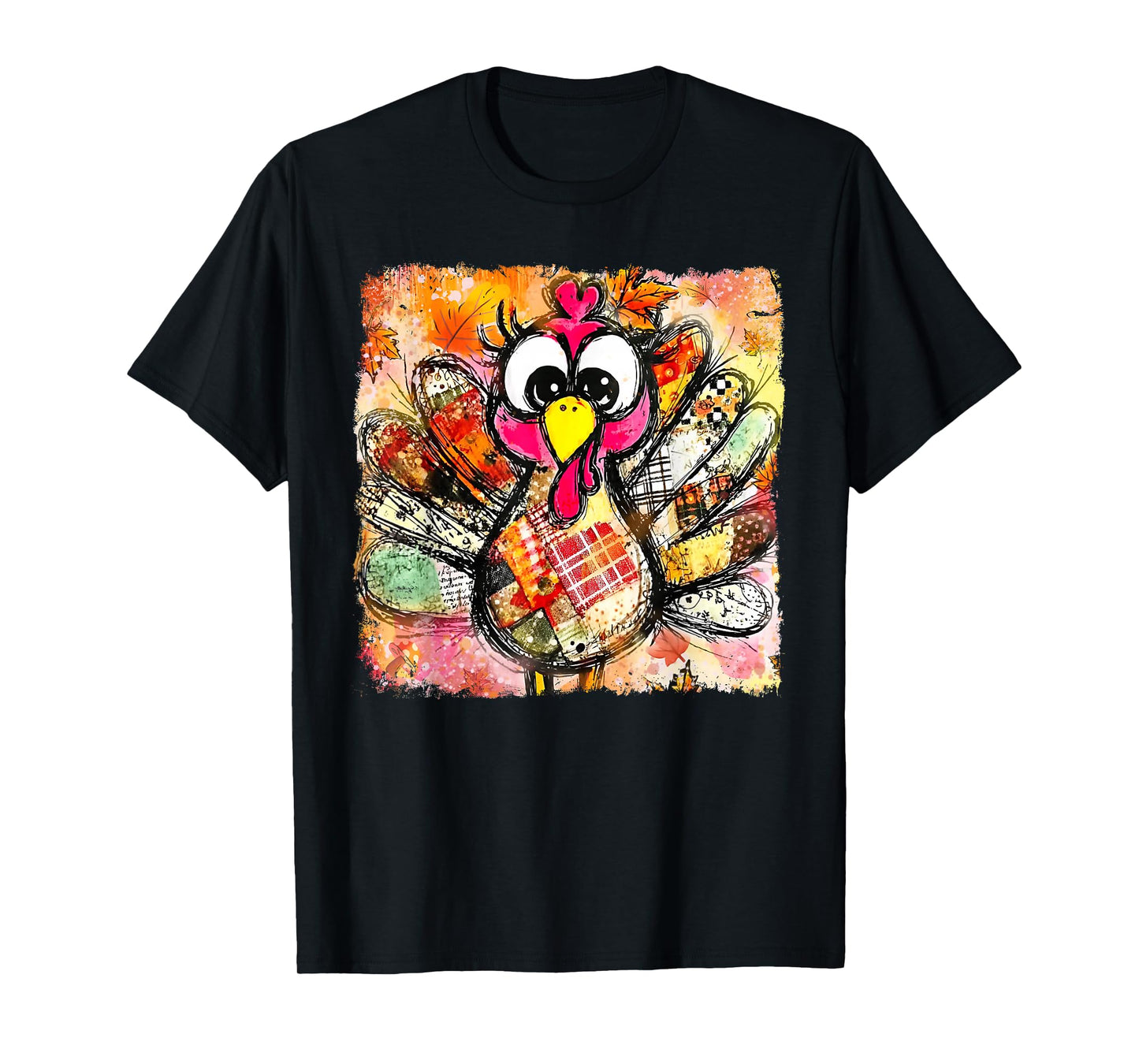 Thanksgiving Thankful Funny Turkey Brushstroke Watercolor T-Shirt