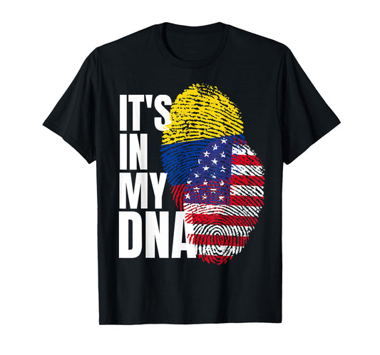 American And Colombian Mix DNA Flag Heritage T-Shirt