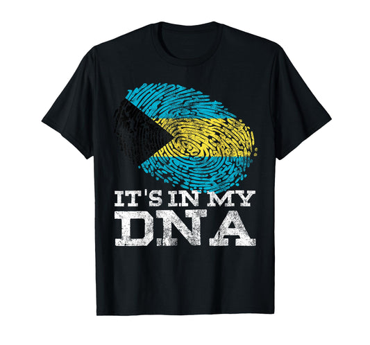 It's in My DNA Bahamian Gifts Fingerprint Proud Bahamas Flag T-Shirt
