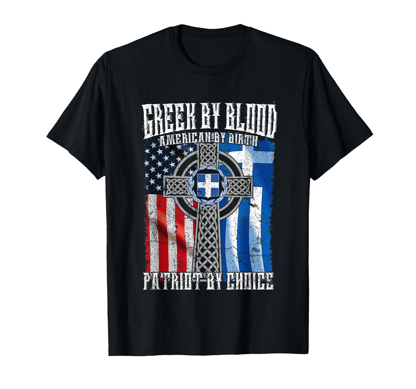 Greek by Blood American by Birth Patriot by Choice Flag T-Shirt