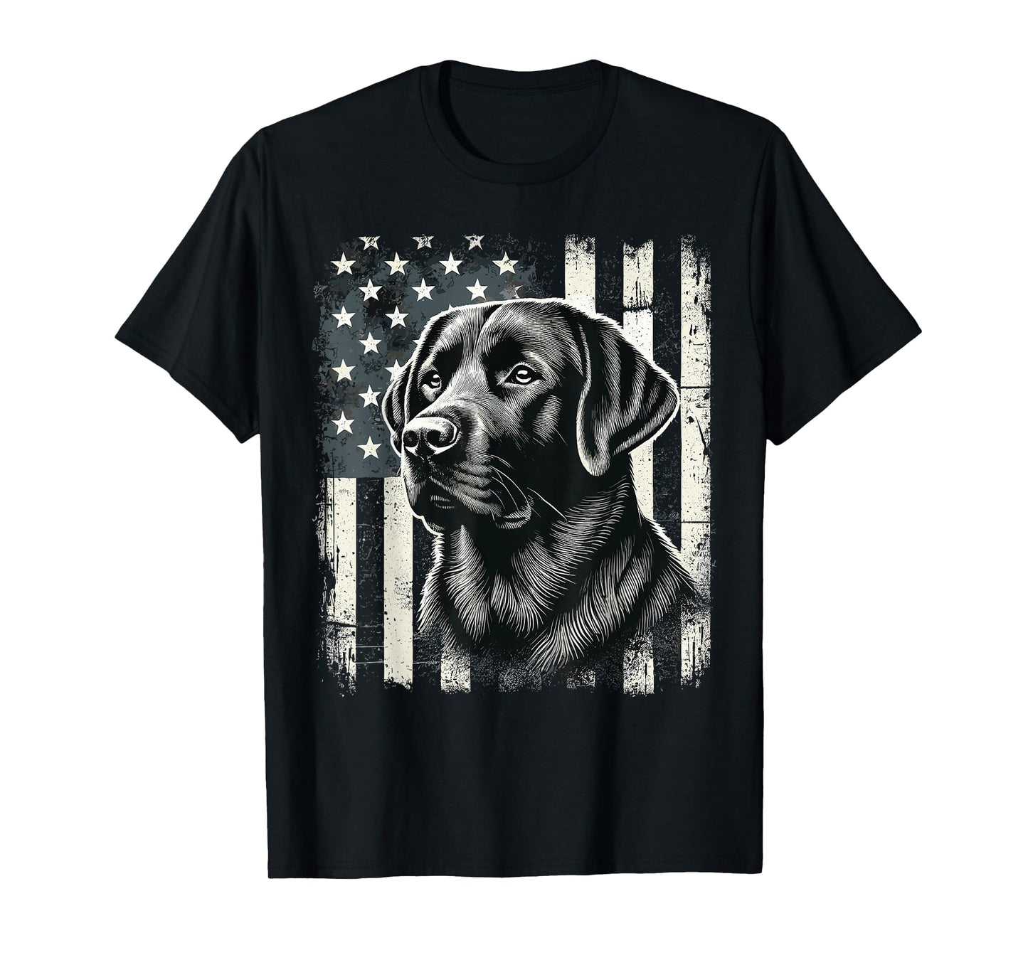 Patriotic American Black Labrador USA Flag T-Shirt