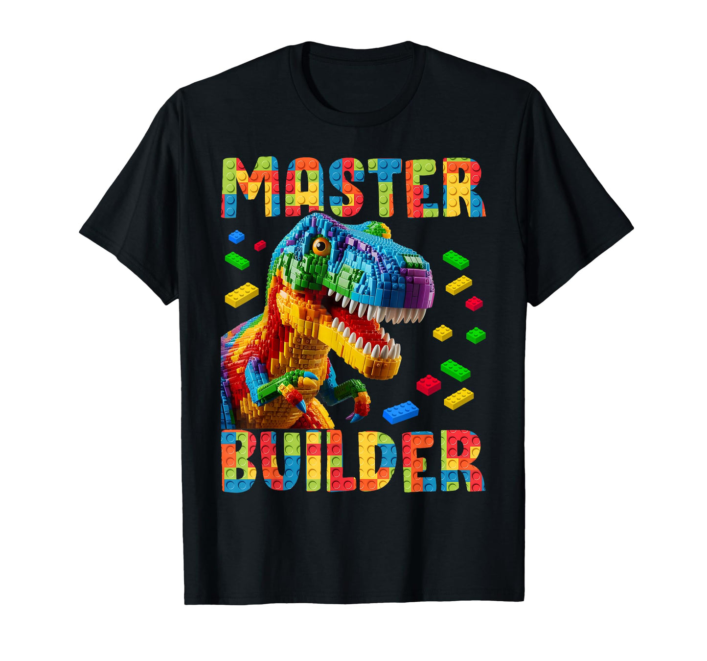 Master Builder Bricks Blocks Play Toys T-Rex Dinosaur T-Shirt