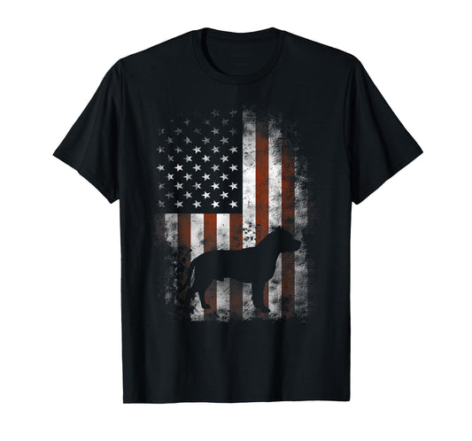 American Pitbull Terrier T-Shirt American Flag Patriotic T-Shirt