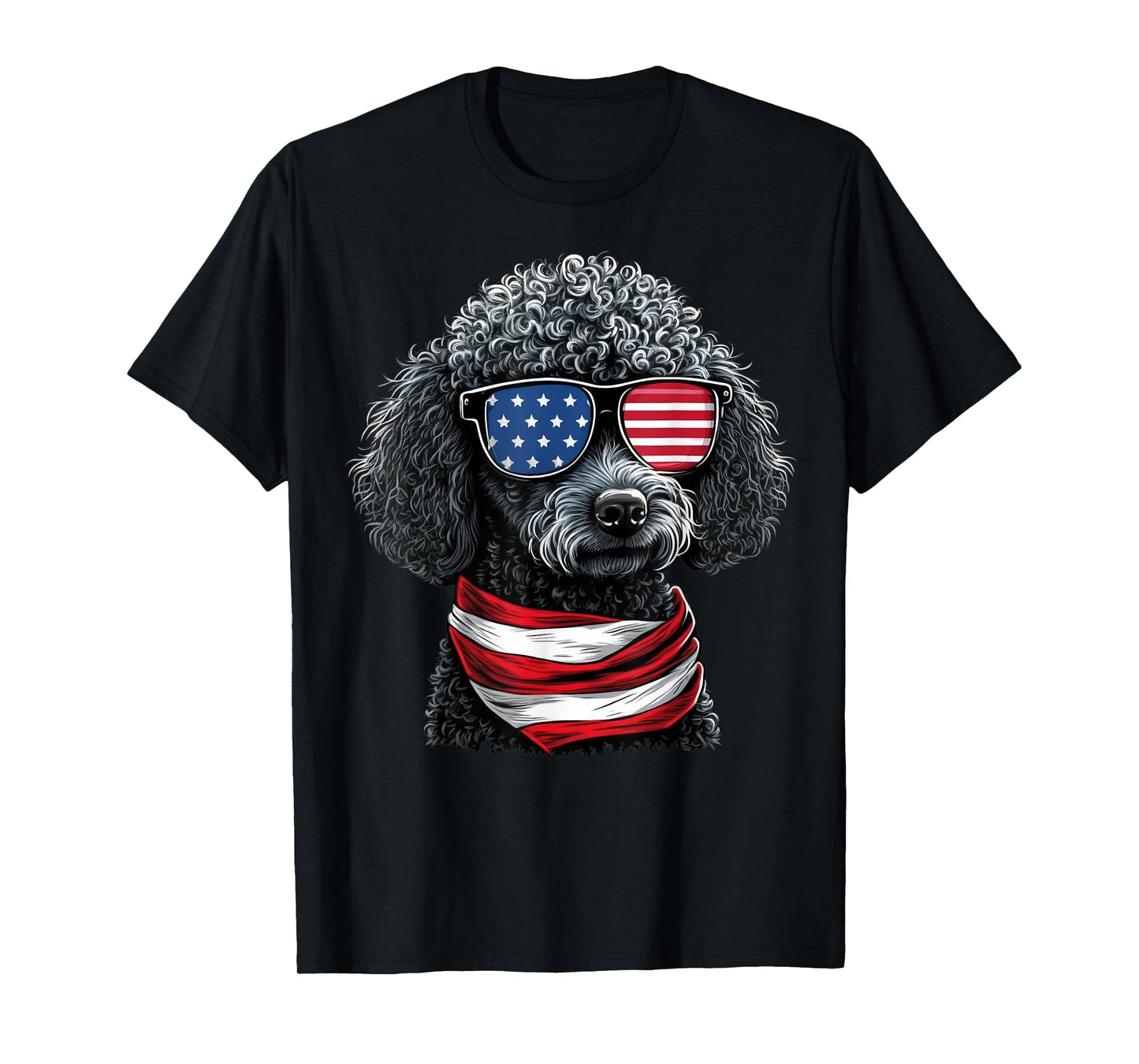 USA 4th Of July Toy Poodle on Patriotic American Poodle T-Shirt
