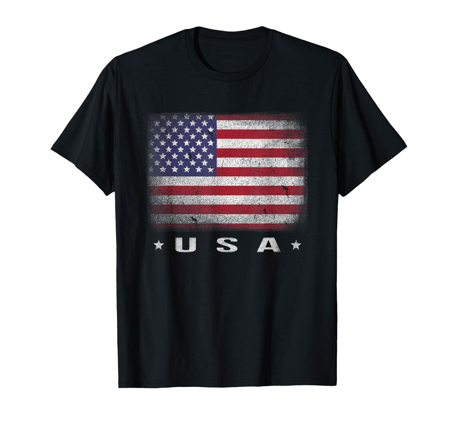 American Flag USA July 4th White Blue Red Faded Stripe Star T-Shirt