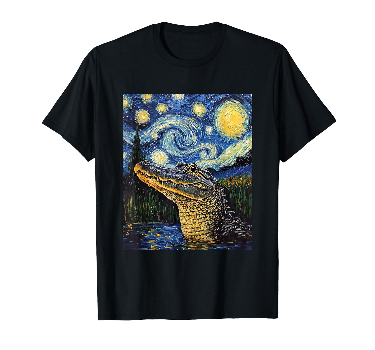 Alligator - Van Gogh Style - Starry Night T-Shirt