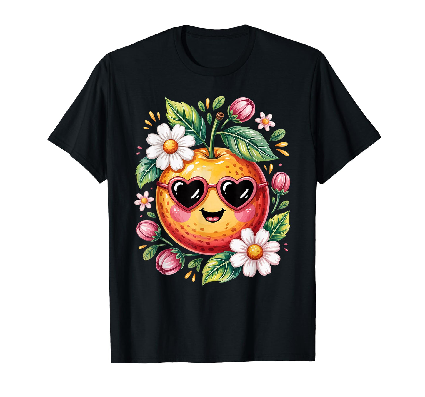Cute Orange with Flower for Women & Girls - Oranges Fruit T-Shirt