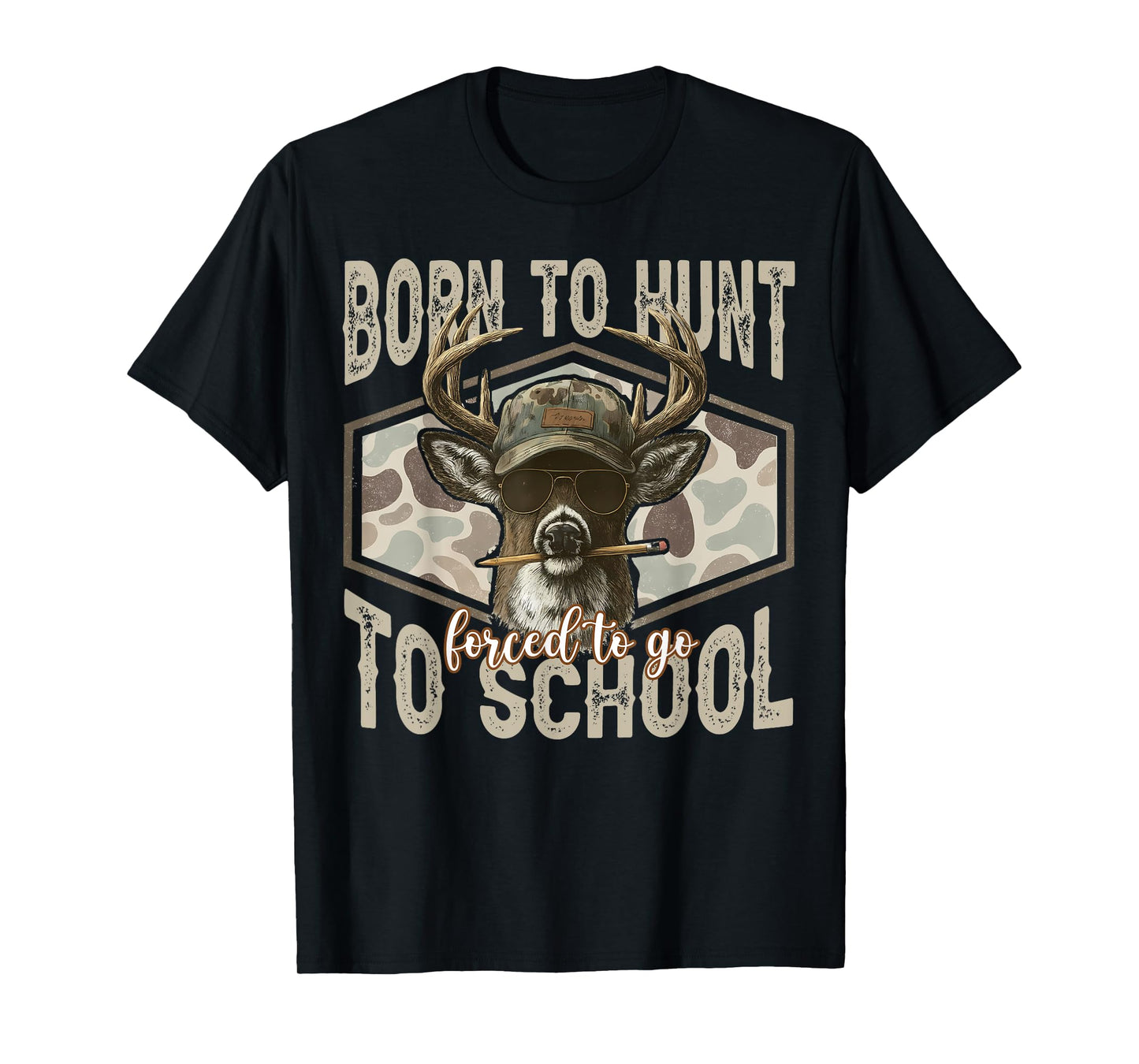 Forced to Go to School Deer Hunting Boy Camo T-Shirt