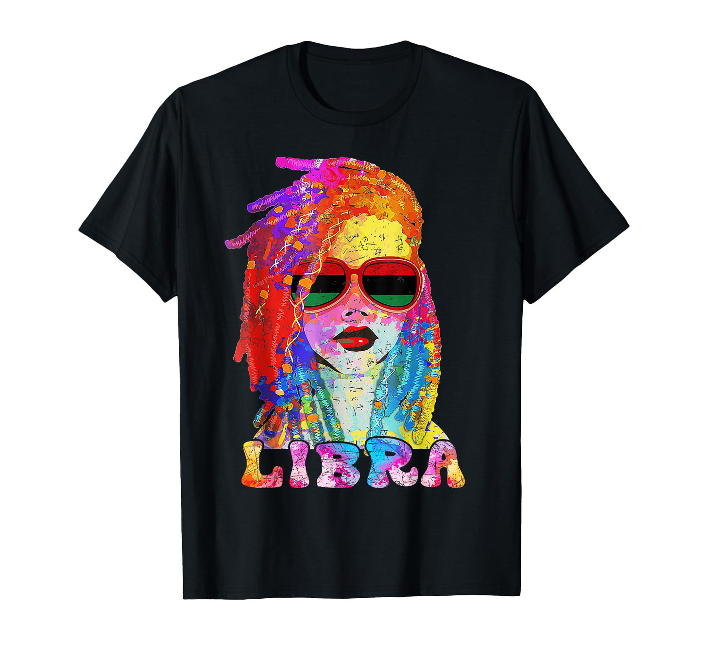 Libra Girl Loc'd Hair Art Zodiac Birthday Black Woman T-Shirt
