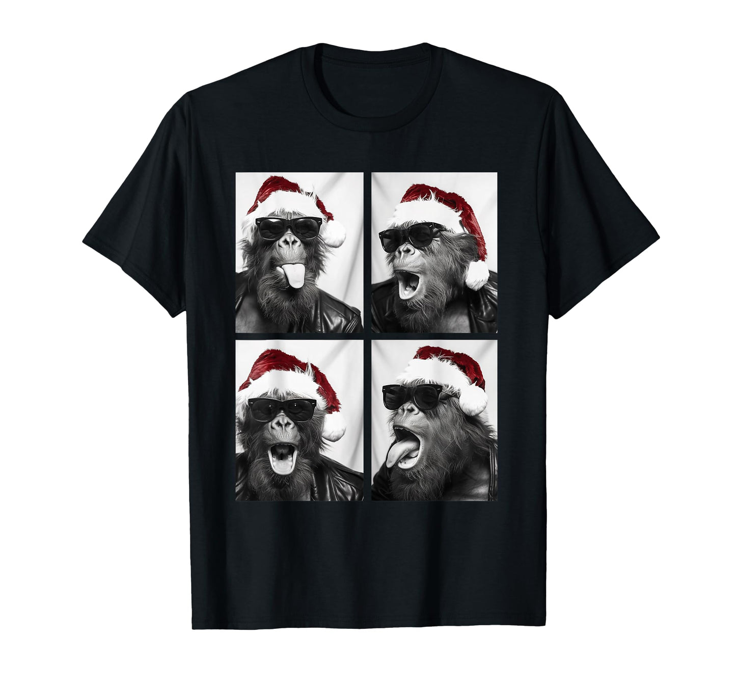 Funny Bigfoot with Sunglasses Santa Hat Joyful Christmas T-Shirt